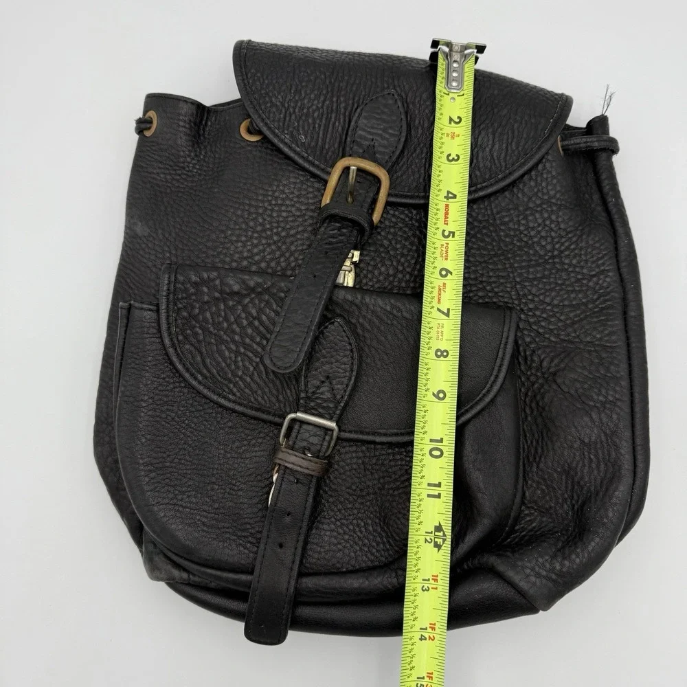 VTG Genuine Leather Rucksack Backpack Black Travel 12